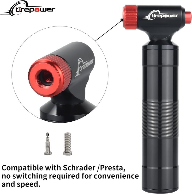 Ctrepower CO2 Bike Tire Inflator - Push-Button Presta & Schrader Compatible CO2 Bike Pump or 12X 16g Threaded CO2 Cartridges for Road Bikes, MTB, Hybrid Bikes - Image 2